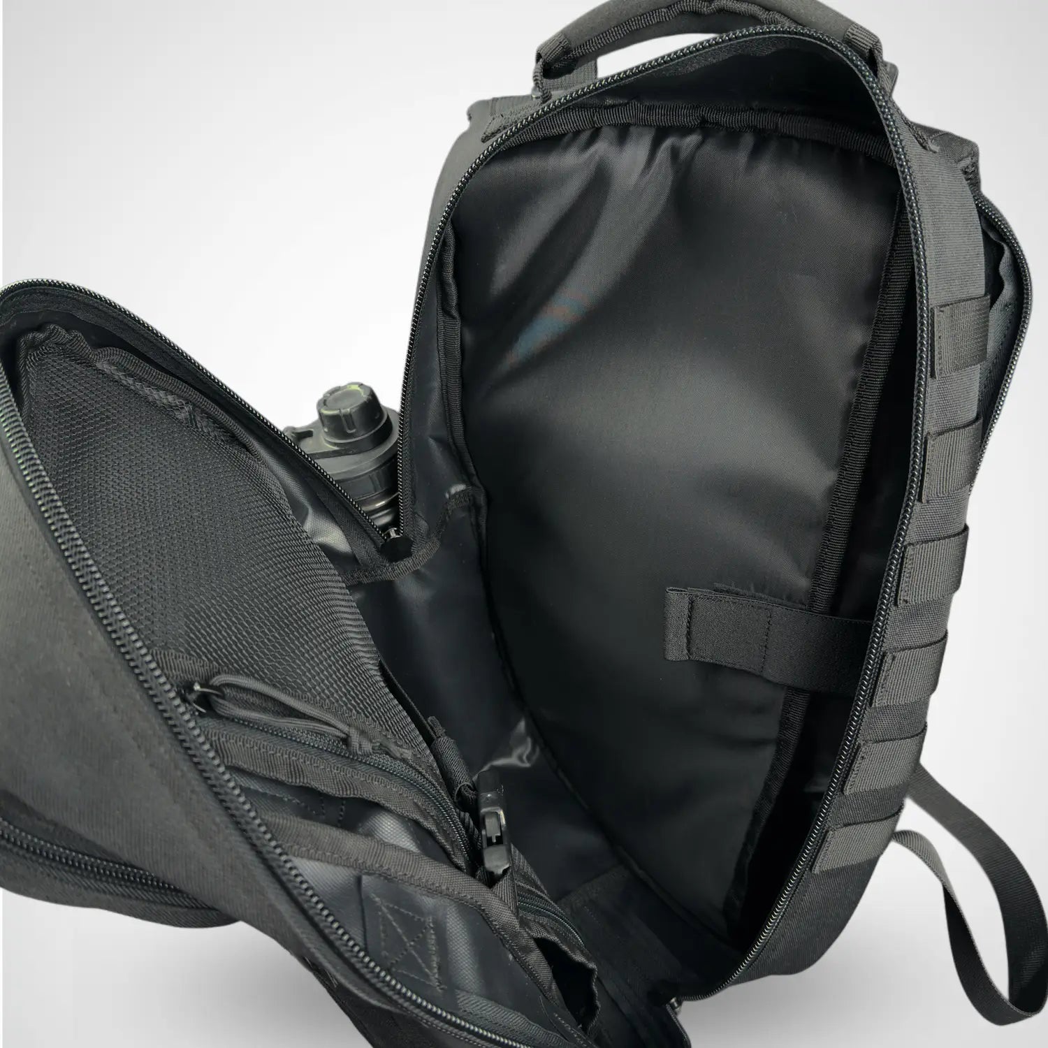 inner view of 25 L HONO tactical backpack with organized pockets 