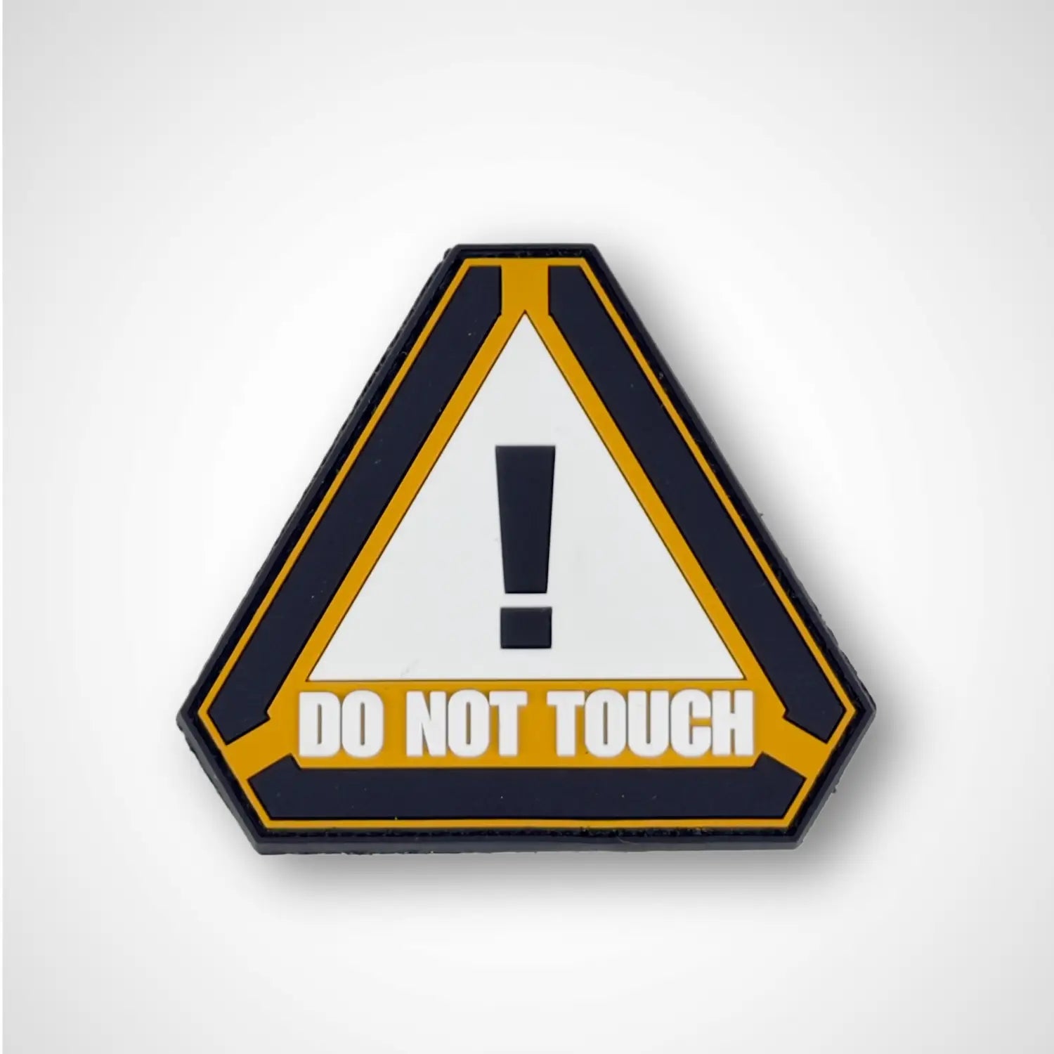 Hexagonal warning PVC PATCH sign with 'DO NOT TOUCH' text on a white background
