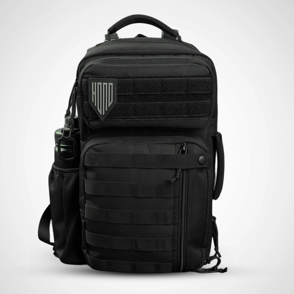 Black Tactical backpack 25L,mole system, and side bottle holder 