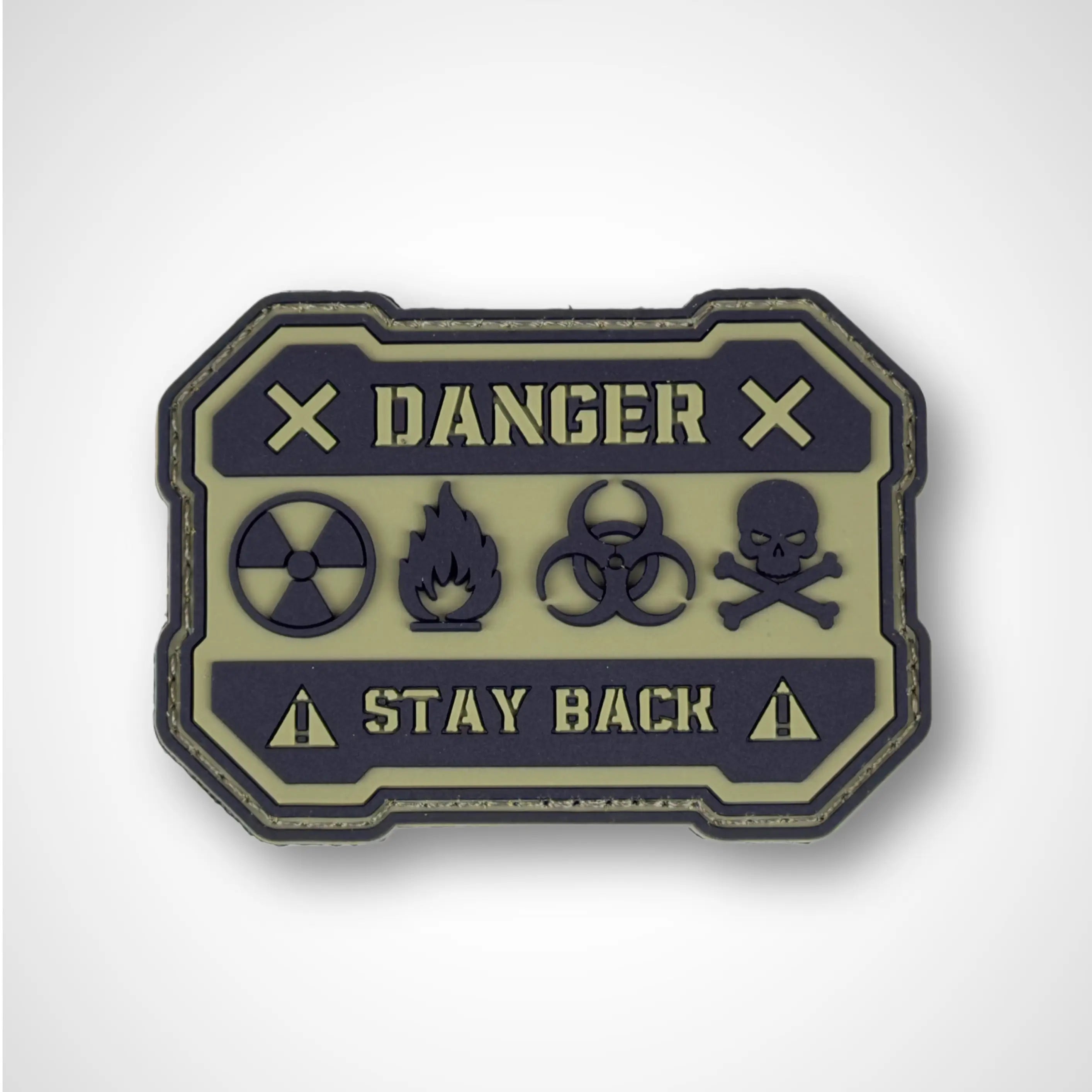 Dangerous area warning PVC PATCH  patch with symbols on a white background