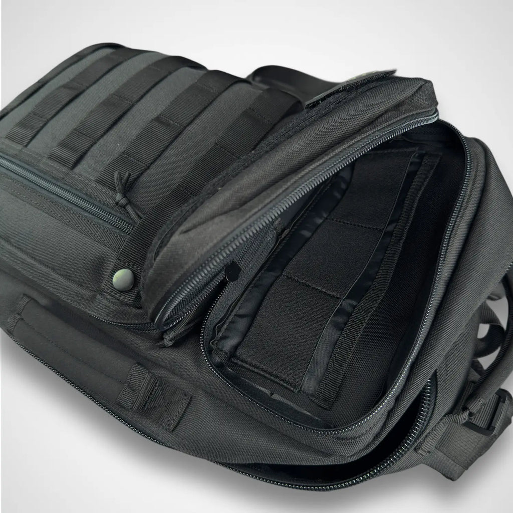 inner view of organized top front pocket of 25 L HONO tactical backpack 